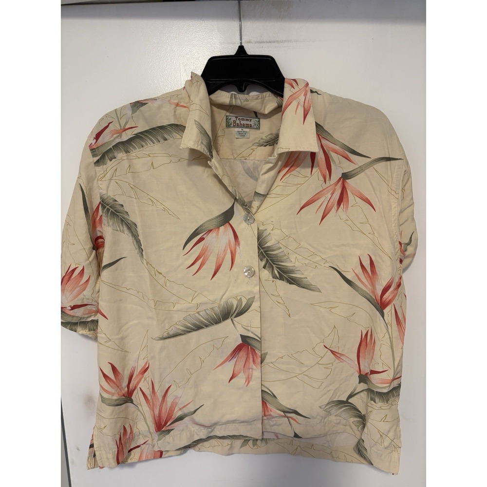 Vintage Women's Floral Silk Tommy Bahama Button Up Size Med